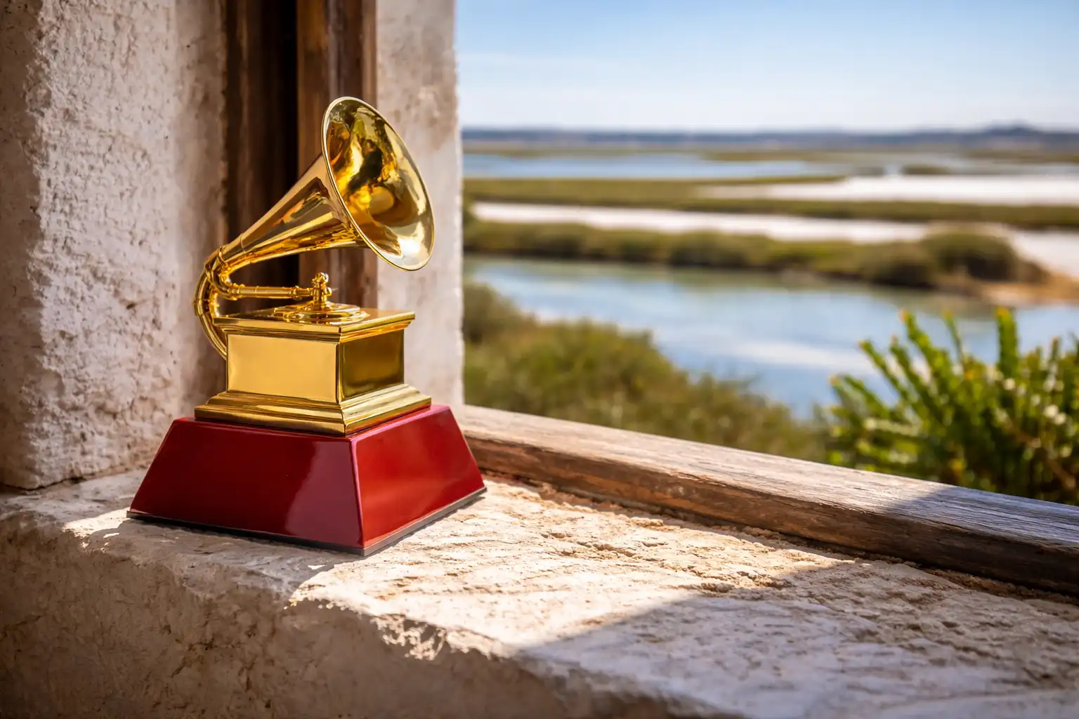A golden award celebrating the global success of La Niña Pastori San Fernando.